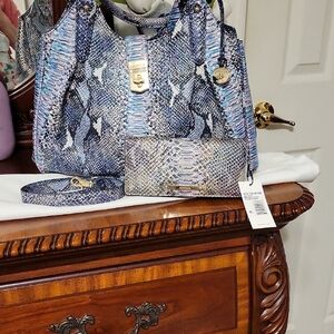 Brahmin Multicolor Snake Print Shoulder Bag with Wallet